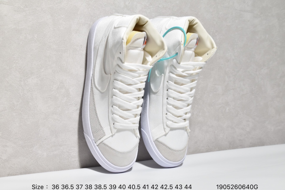140 新款开拓者系列全新开发楦型纸板 耐克Nike Blazer Mid '1977 Vintage WE经典开拓者高帮百搭休闲运动板鞋“黑白深灰帆布”