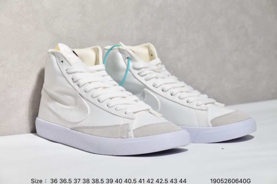 140 新款开拓者系列全新开发楦型纸板 耐克Nike Blazer Mid '1977 Vintage WE经典开拓者高帮百搭休闲运动板鞋“黑白深灰帆布”