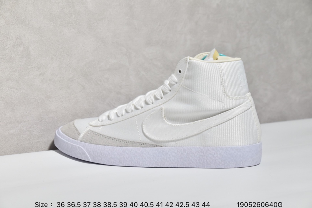 140 新款开拓者系列全新开发楦型纸板 耐克Nike Blazer Mid '1977 Vintage WE经典开拓者高帮百搭休闲运动板鞋“黑白深灰帆布”