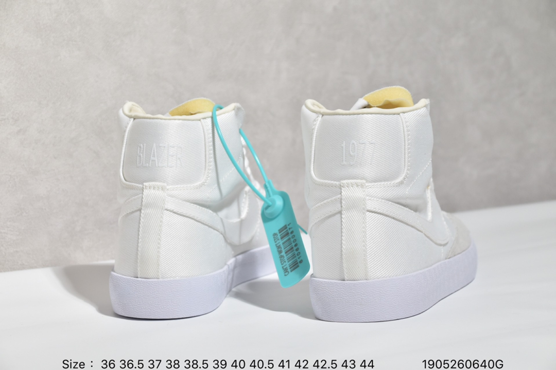 140 新款开拓者系列全新开发楦型纸板 耐克Nike Blazer Mid '1977 Vintage WE经典开拓者高帮百搭休闲运动板鞋“黑白深灰帆布”