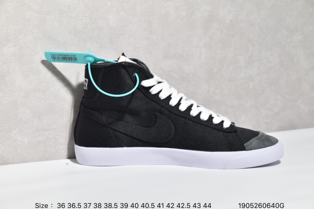 140 新款开拓者系列全新开发楦型纸板 耐克Nike Blazer Mid '1977 Vintage WE经典开拓者高帮百搭休闲运动板鞋“黑白深灰帆布”