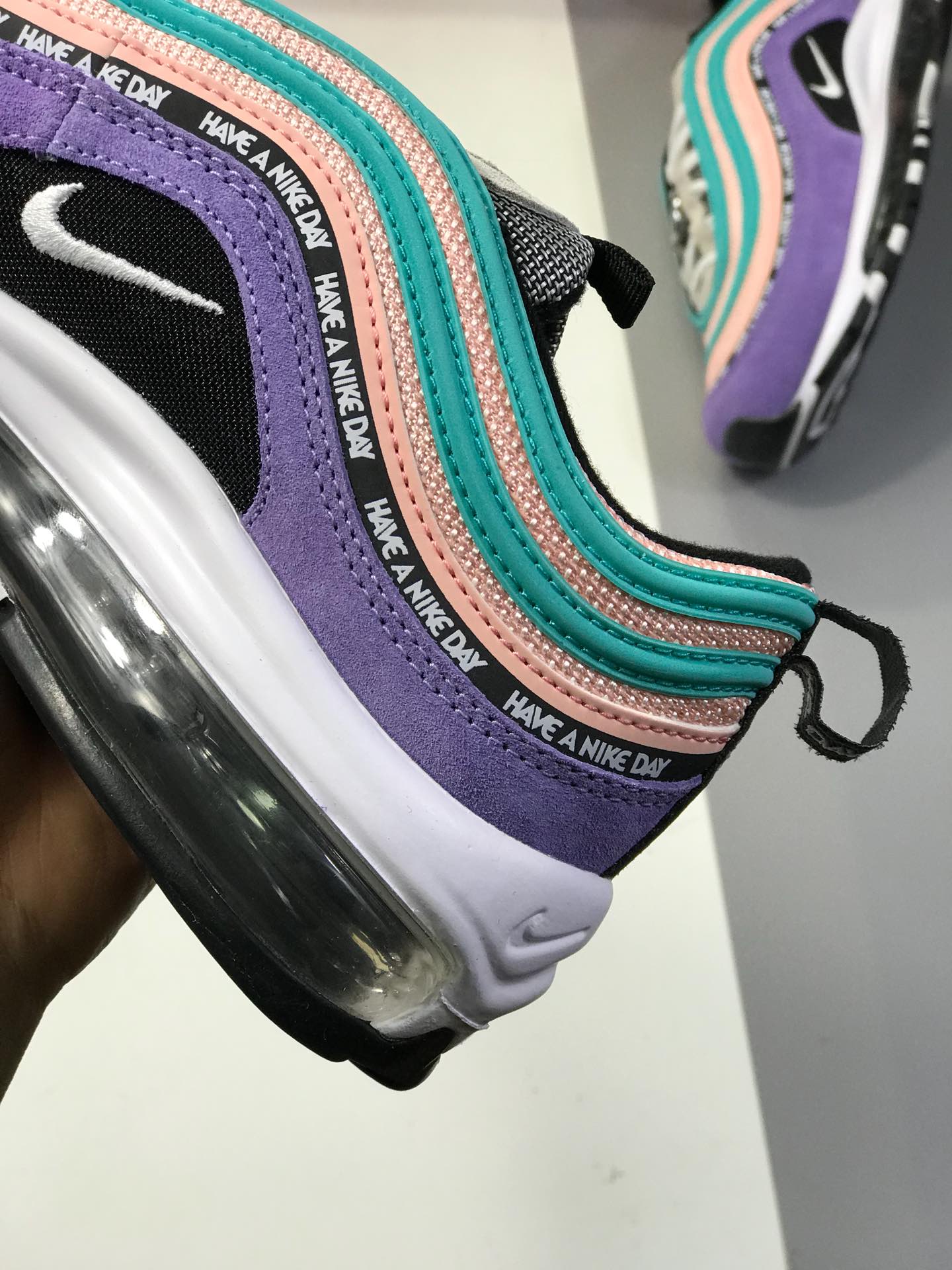 260纯原 Nike Air Max 97 Have a nike day 葫芦兄弟之 七娃 笑脸 紫色 串标大气垫跑鞋 923288  500