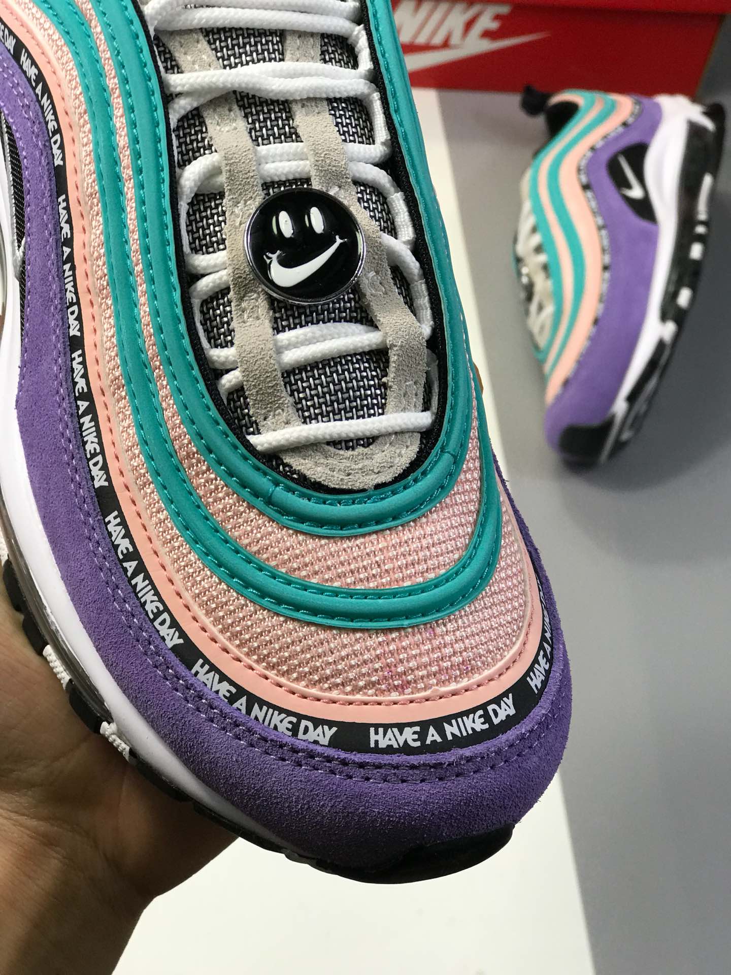 260纯原 Nike Air Max 97 Have a nike day 葫芦兄弟之 七娃 笑脸 紫色 串标大气垫跑鞋 923288  500