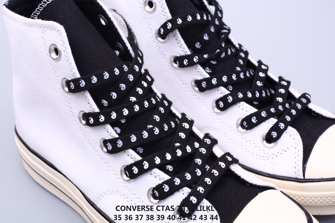 90  Converse 1970s 中国元素阴阳太极系列 鞋底半月黑白构造阴阳太极图案 鞋带印上太极阴阳阵