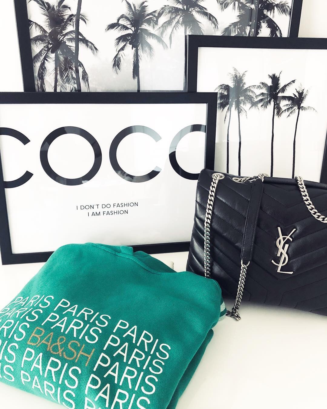 YSL LouLou 31CM Y形挎包 459749黑色/银扣