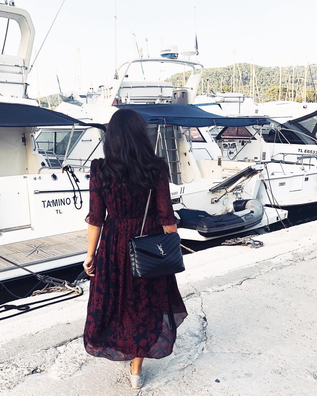 YSL LouLou 31CM Y形挎包 459749黑色/银扣