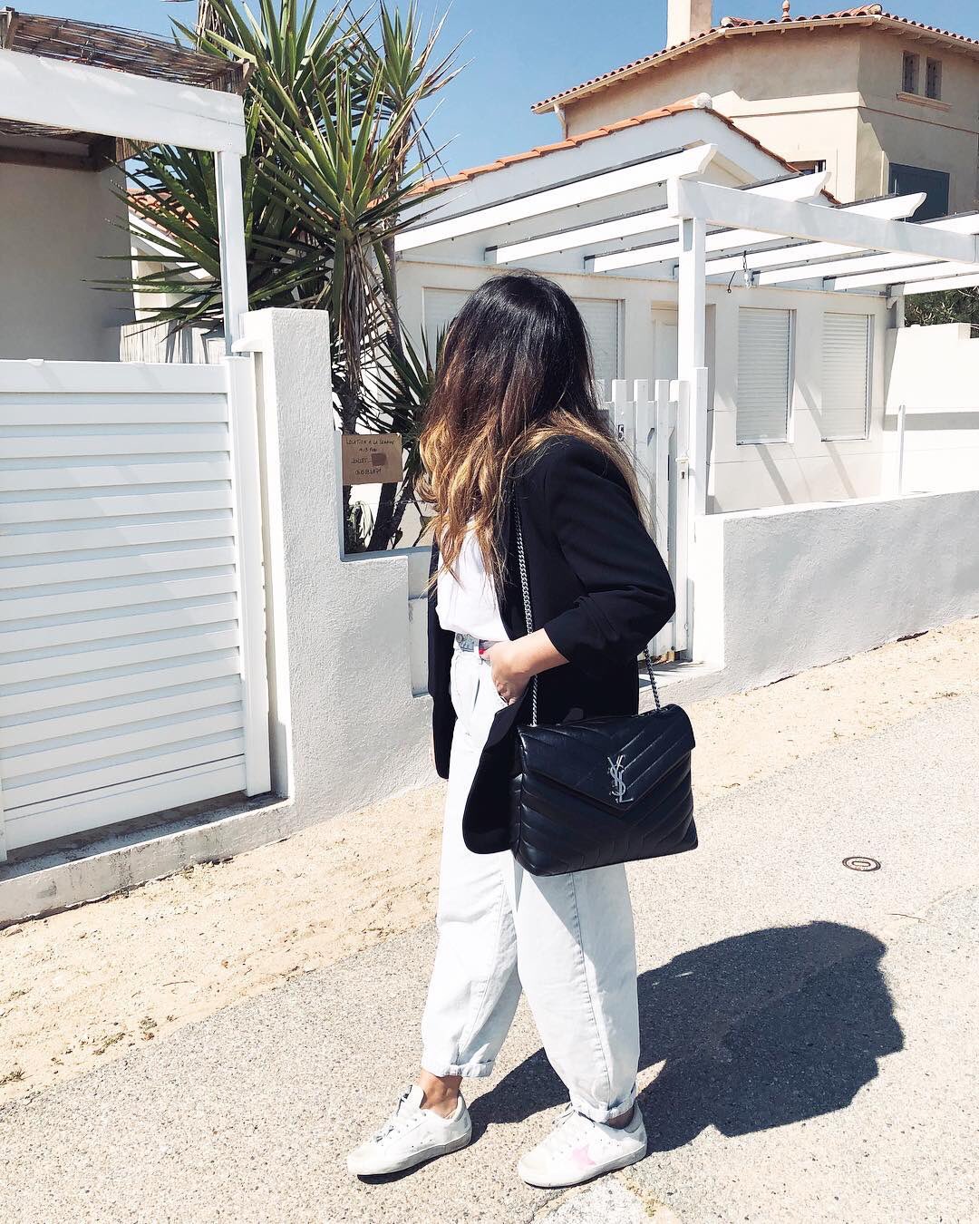 YSL LouLou 31CM Y形挎包 459749黑色/银扣