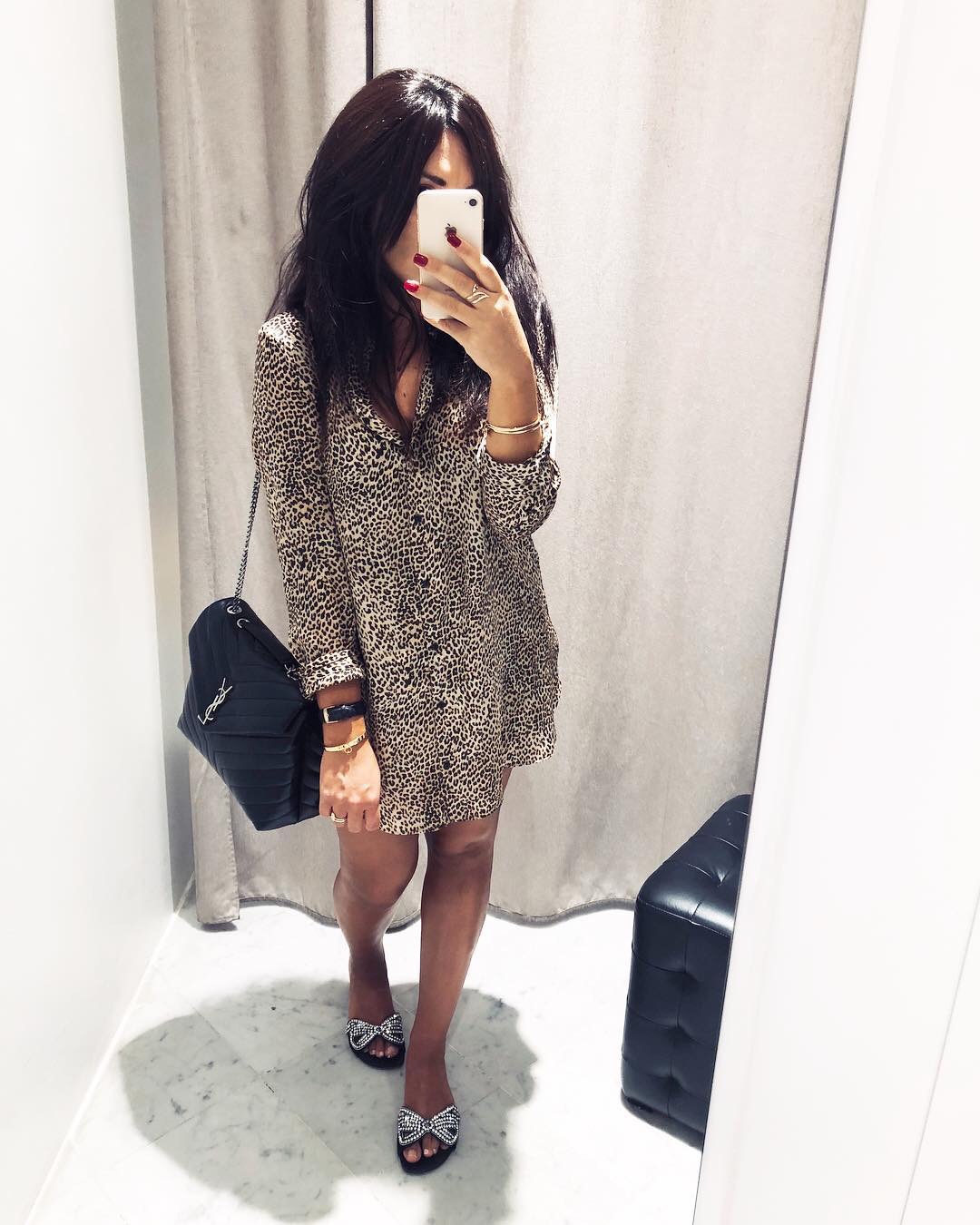 YSL LouLou 31CM Y形挎包 459749黑色/银扣