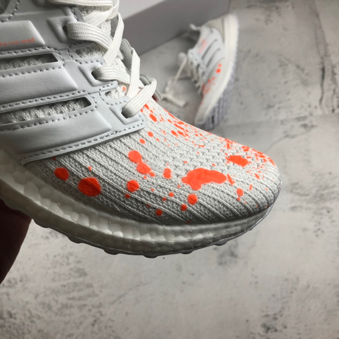 220  UB4.0泼墨#  余文乐品牌联名 MADNESS x Adidas Ultra Boost 4.0 爆米花百搭高弹透气飞织慢跑鞋 货号：EF0143