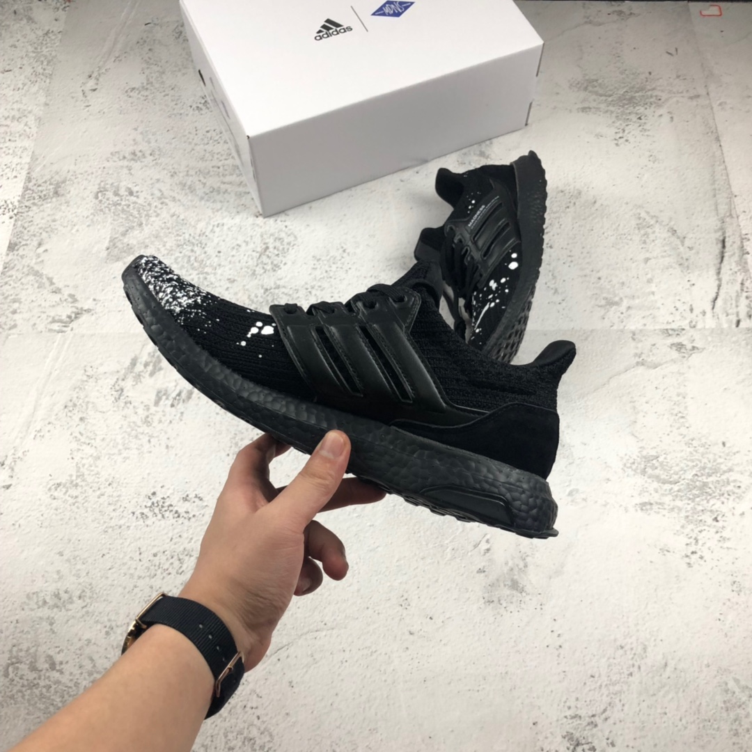 220  UB4.0泼墨#  余文乐品牌联名 MADNESS x Adidas Ultra Boost 4.0 爆米花百搭高弹透气飞织慢跑鞋， 货号：EF0144