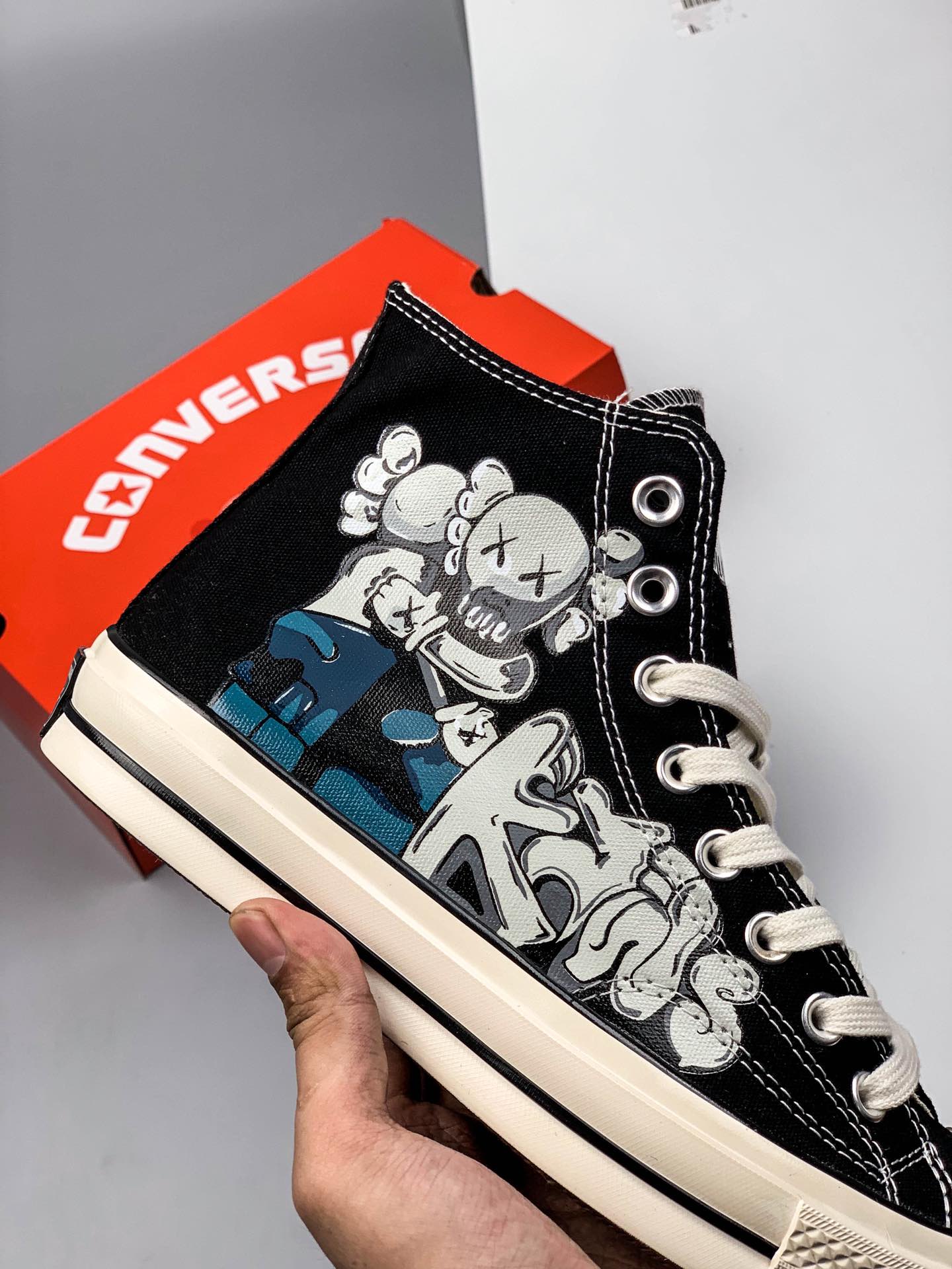 170 Kaws X Converse 1970s 匡威涂鸦 三星标 联名高帮休闲板鞋全新Kaws涂鸦