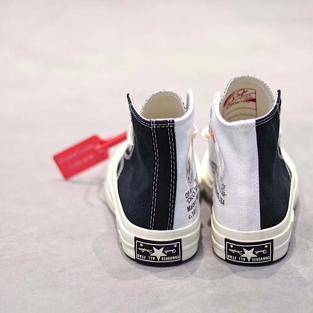 130黑白阴阳  OFF White x Converse Chuck  1970S 2.0版本 匡威经典帆布高帮板鞋OW联名2.0  “OW黑白橘阴阳”