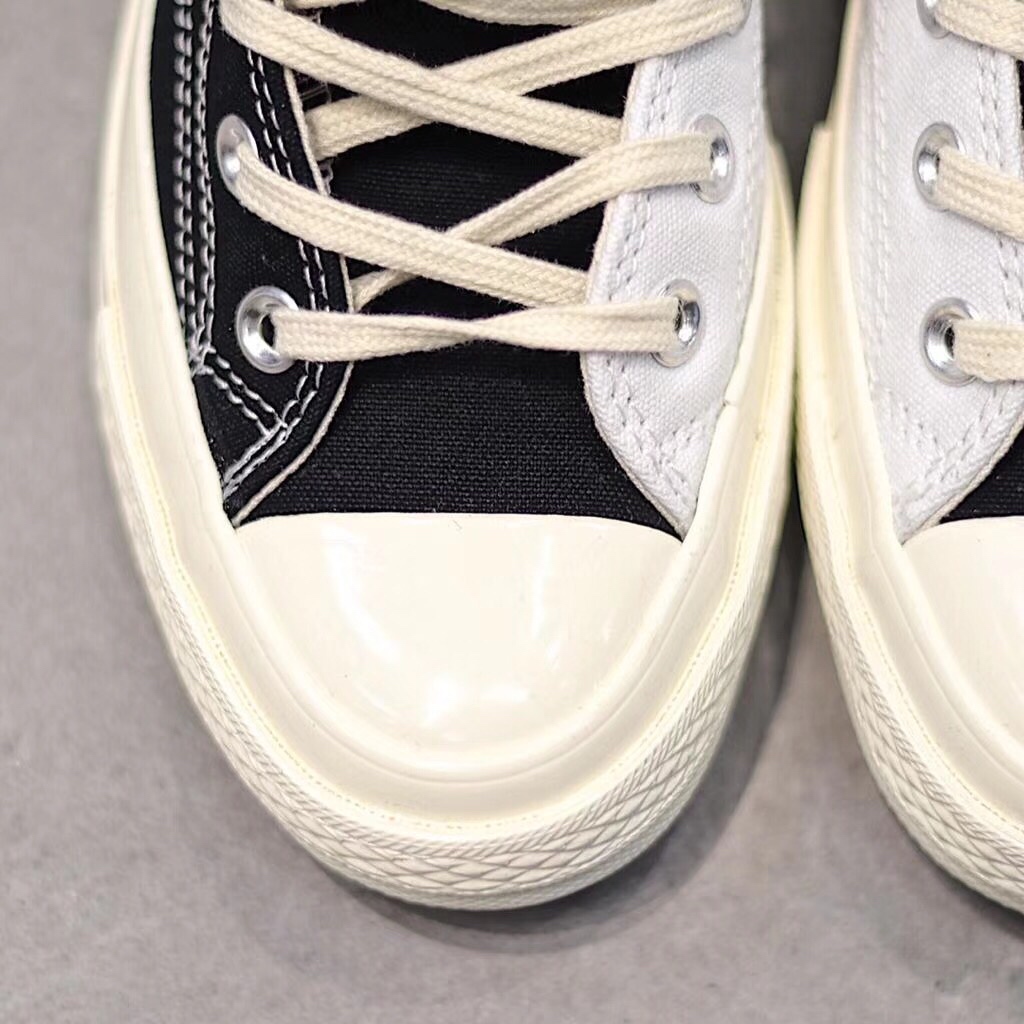 130黑白阴阳  OFF White x Converse Chuck  1970S 2.0版本 匡威经典帆布高帮板鞋OW联名2.0  “OW黑白橘阴阳”