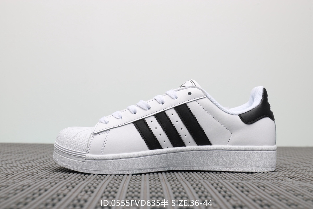 70  阿迪达斯Adidas Superstar 经典款休闲小白鞋 带半码 三叶草贝壳头板鞋