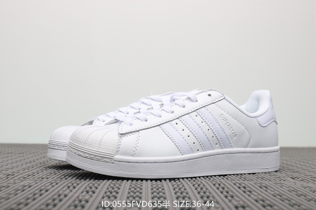 70  阿迪达斯Adidas Superstar 经典款休闲小白鞋 带半码 三叶草贝壳头板鞋