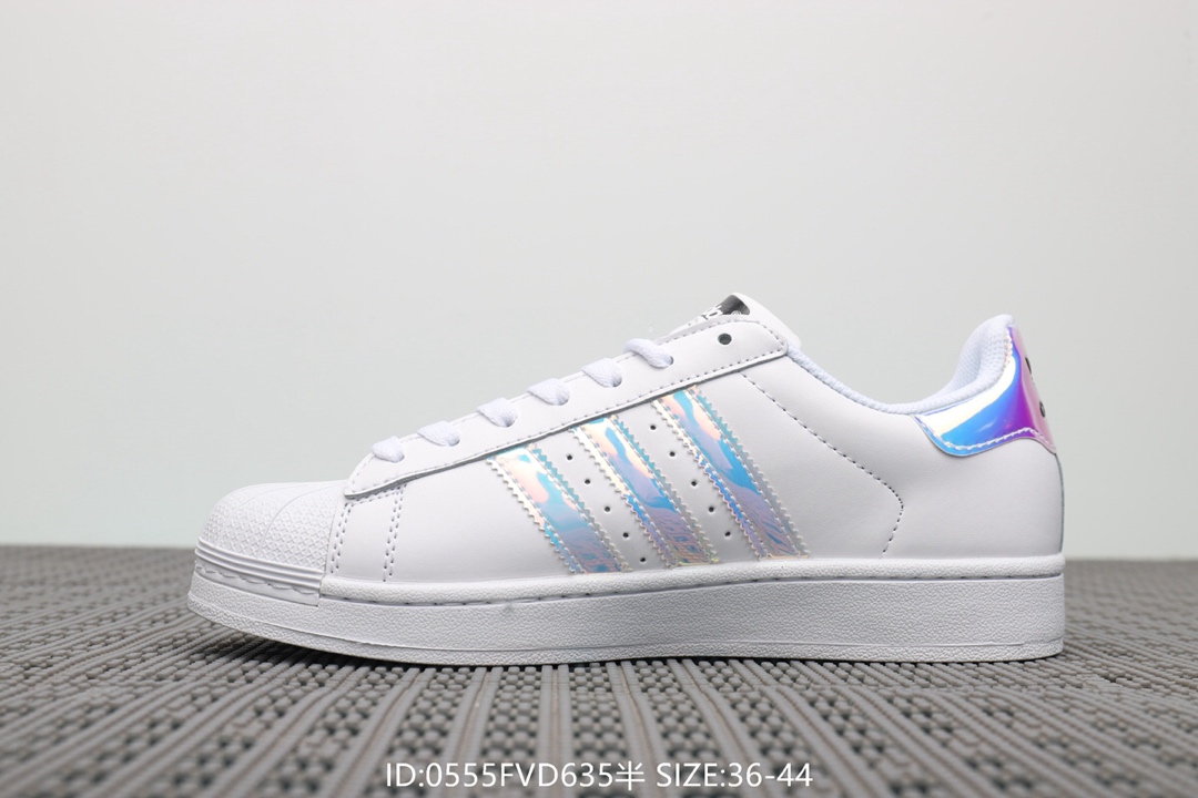 70  阿迪达斯Adidas Superstar 经典款休闲小白鞋 带半码 三叶草贝壳头板鞋