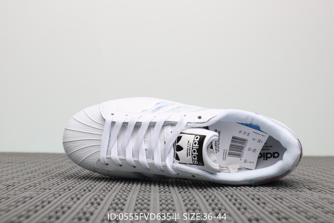 70  阿迪达斯Adidas Superstar 经典款休闲小白鞋 带半码 三叶草贝壳头板鞋