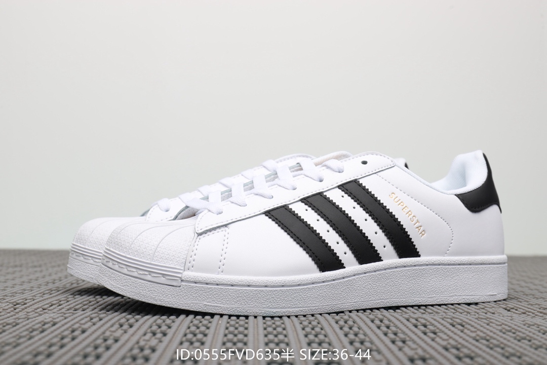 70  阿迪达斯Adidas Superstar 经典款休闲小白鞋 带半码 三叶草贝壳头板鞋