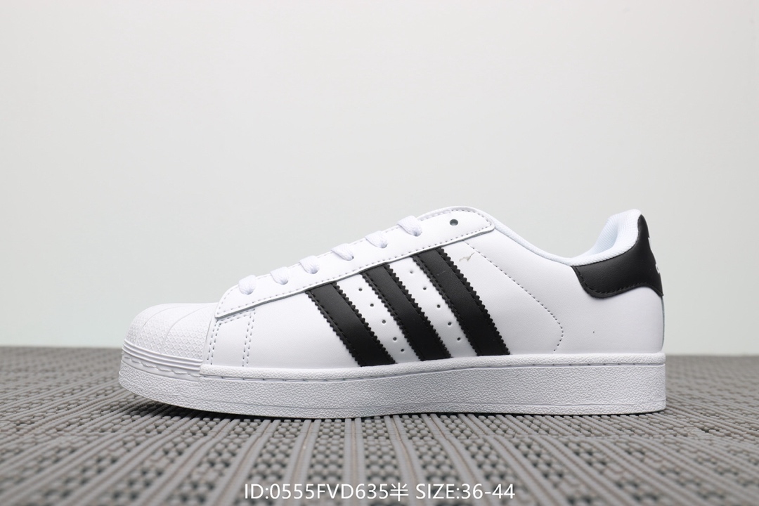 70  阿迪达斯Adidas Superstar 经典款休闲小白鞋 带半码 三叶草贝壳头板鞋