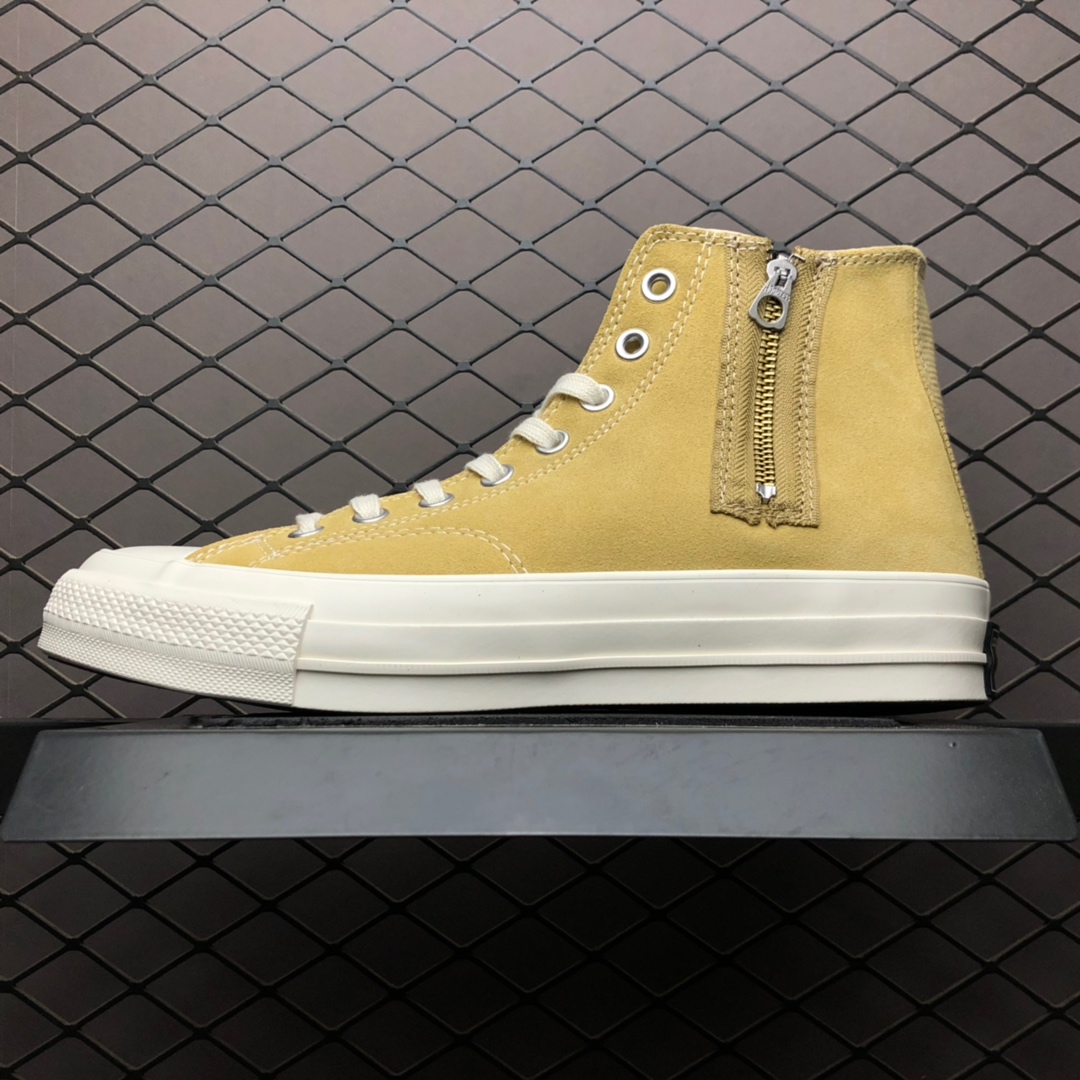 200 NIGO独立品牌19ss再度联名 HUMAN MADE x Converse 匡威 Addict Chuck Taylor All Star Zip Hi ”beige suede” 成瘾者高帮硫化休闲皮革板鞋