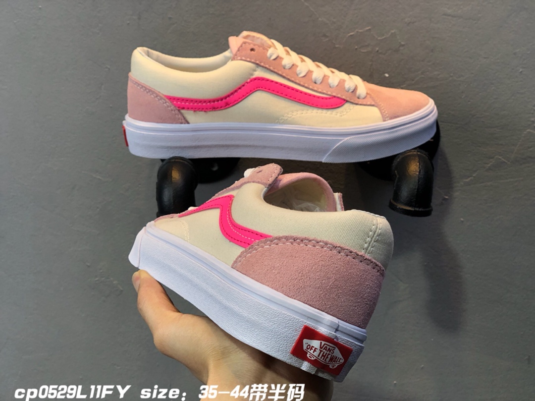 120万斯Vans 2019款RETRO SPORT STYLE 36粉色 灰紫拼色 复古帆布低帮板鞋