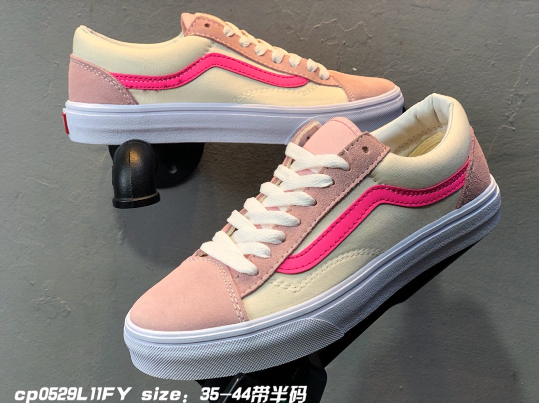 120万斯Vans 2019款RETRO SPORT STYLE 36粉色 灰紫拼色 复古帆布低帮板鞋