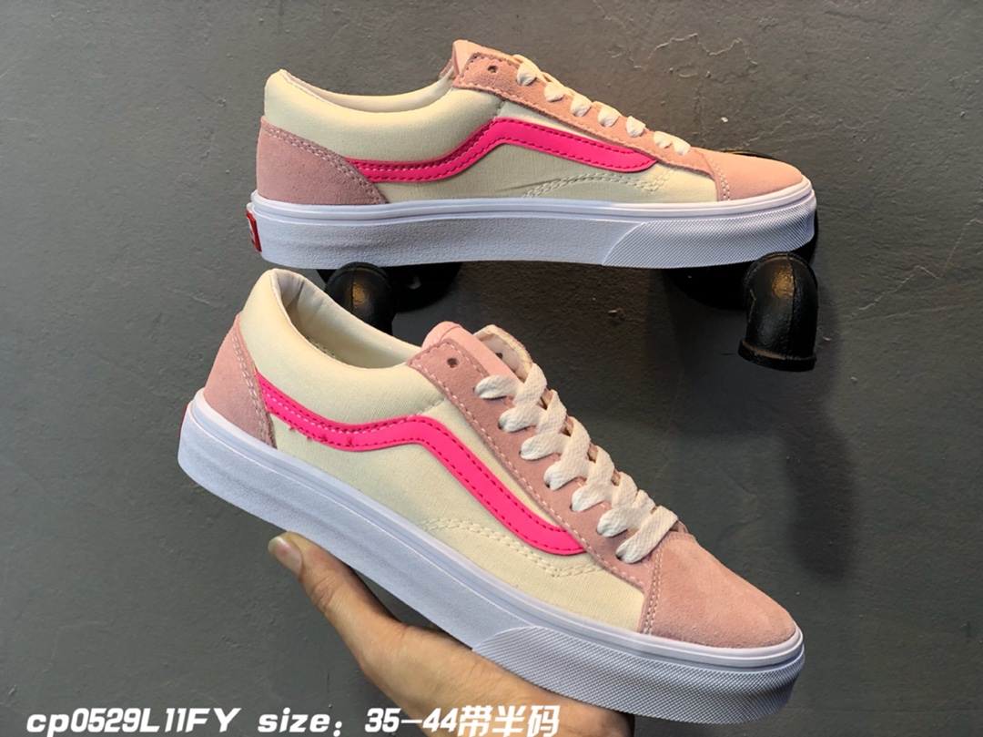 120万斯Vans 2019款RETRO SPORT STYLE 36粉色 灰紫拼色 复古帆布低帮板鞋