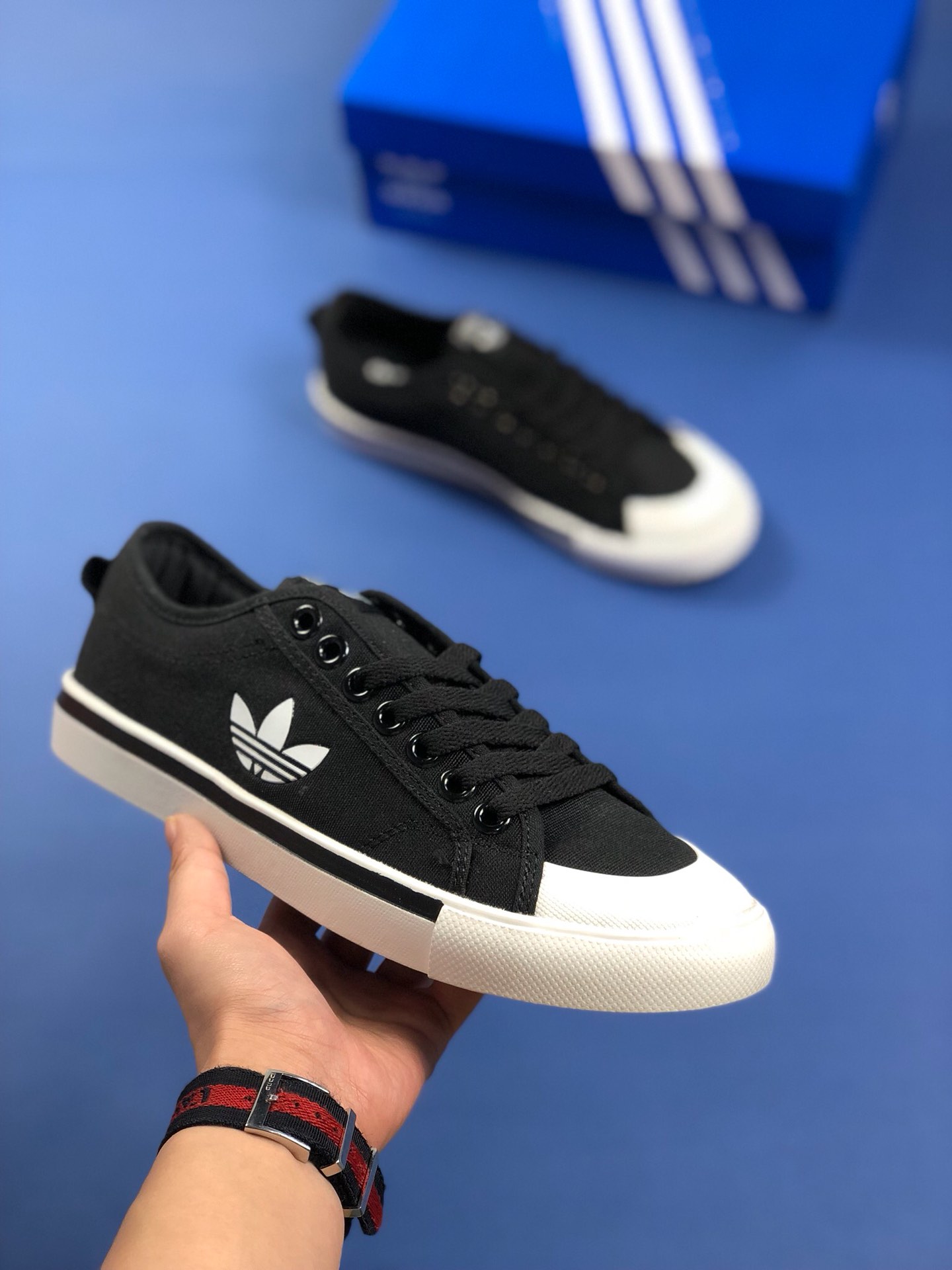 120 夏日新品 原楦开发 三叶草Adidas Nizza Blanc Bordeaux LO二代半截式包胶头 三叶草经典帆布板鞋情侣休闲鞋