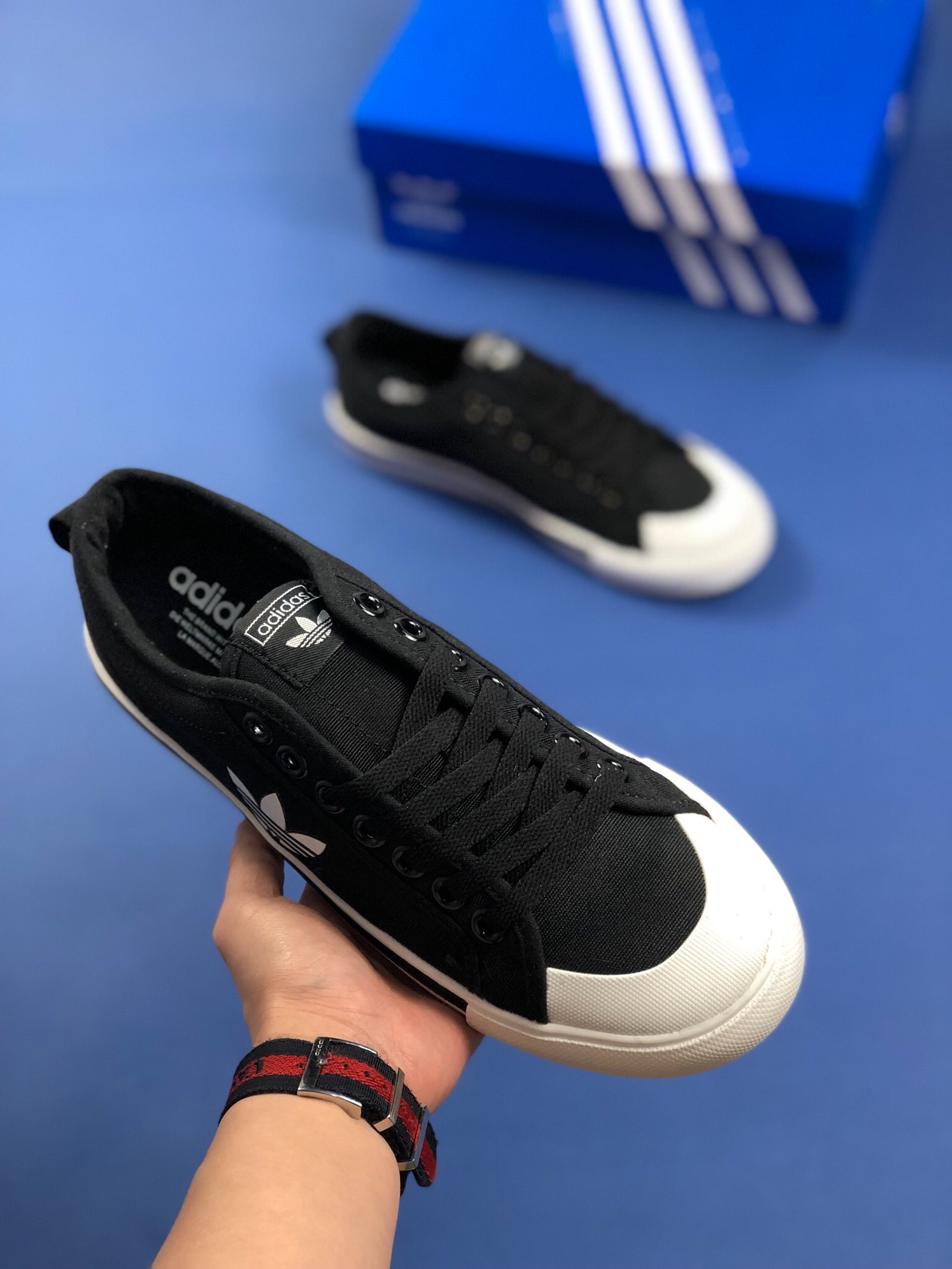 120 夏日新品 原楦开发 三叶草Adidas Nizza Blanc Bordeaux LO二代半截式包胶头 三叶草经典帆布板鞋情侣休闲鞋