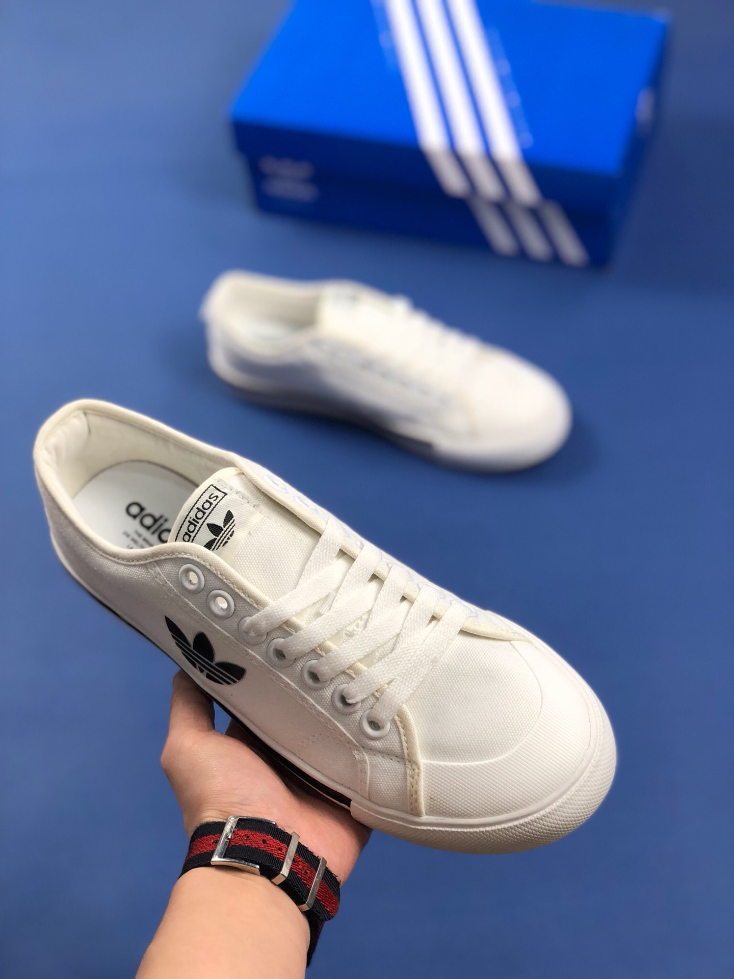 120 夏日新品 原楦开发 三叶草Adidas Nizza Blanc Bordeaux LO二代半截式包胶头 三叶草经典帆布板鞋情侣休闲鞋