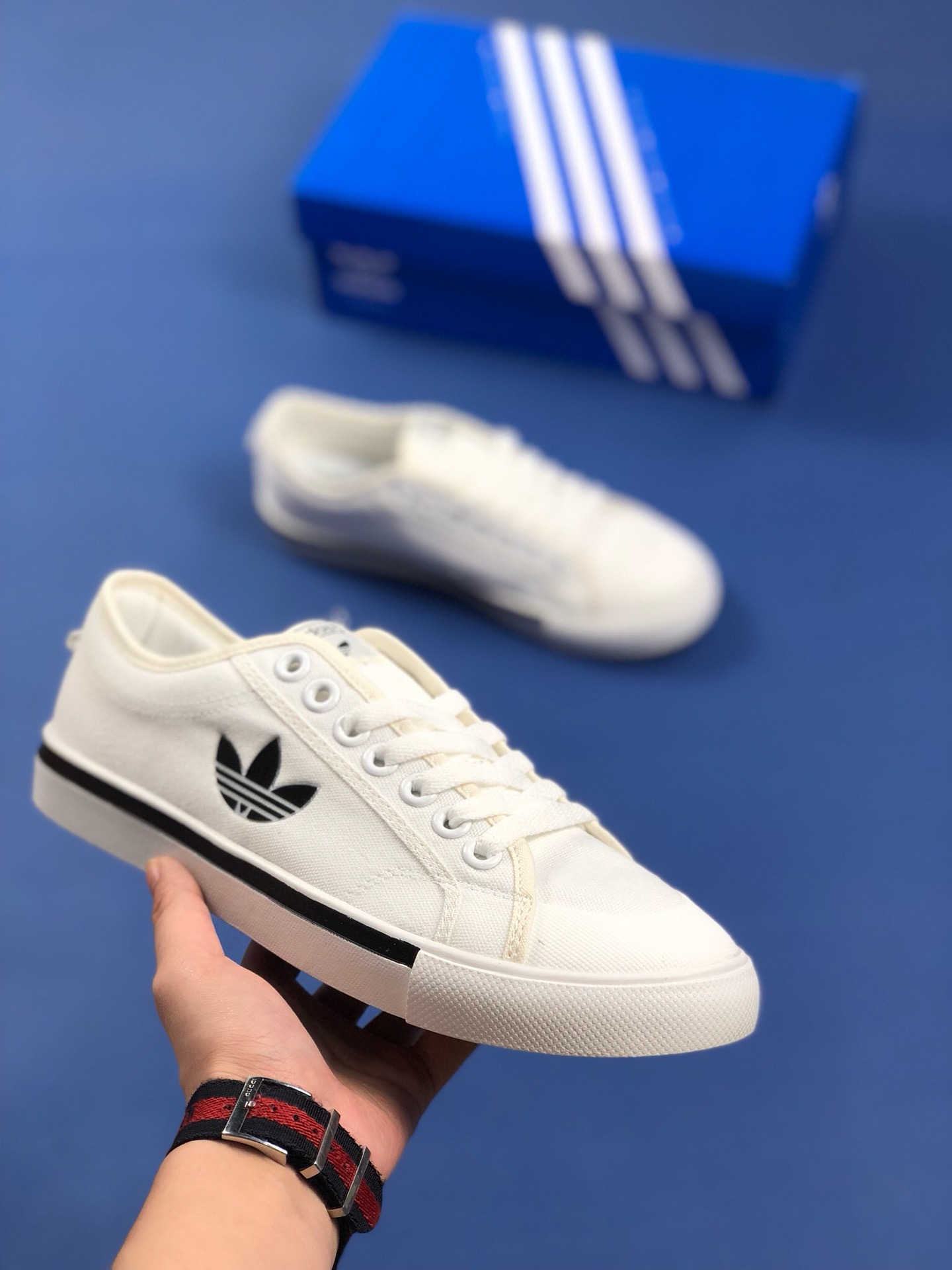 120 夏日新品 原楦开发 三叶草Adidas Nizza Blanc Bordeaux LO二代半截式包胶头 三叶草经典帆布板鞋情侣休闲鞋