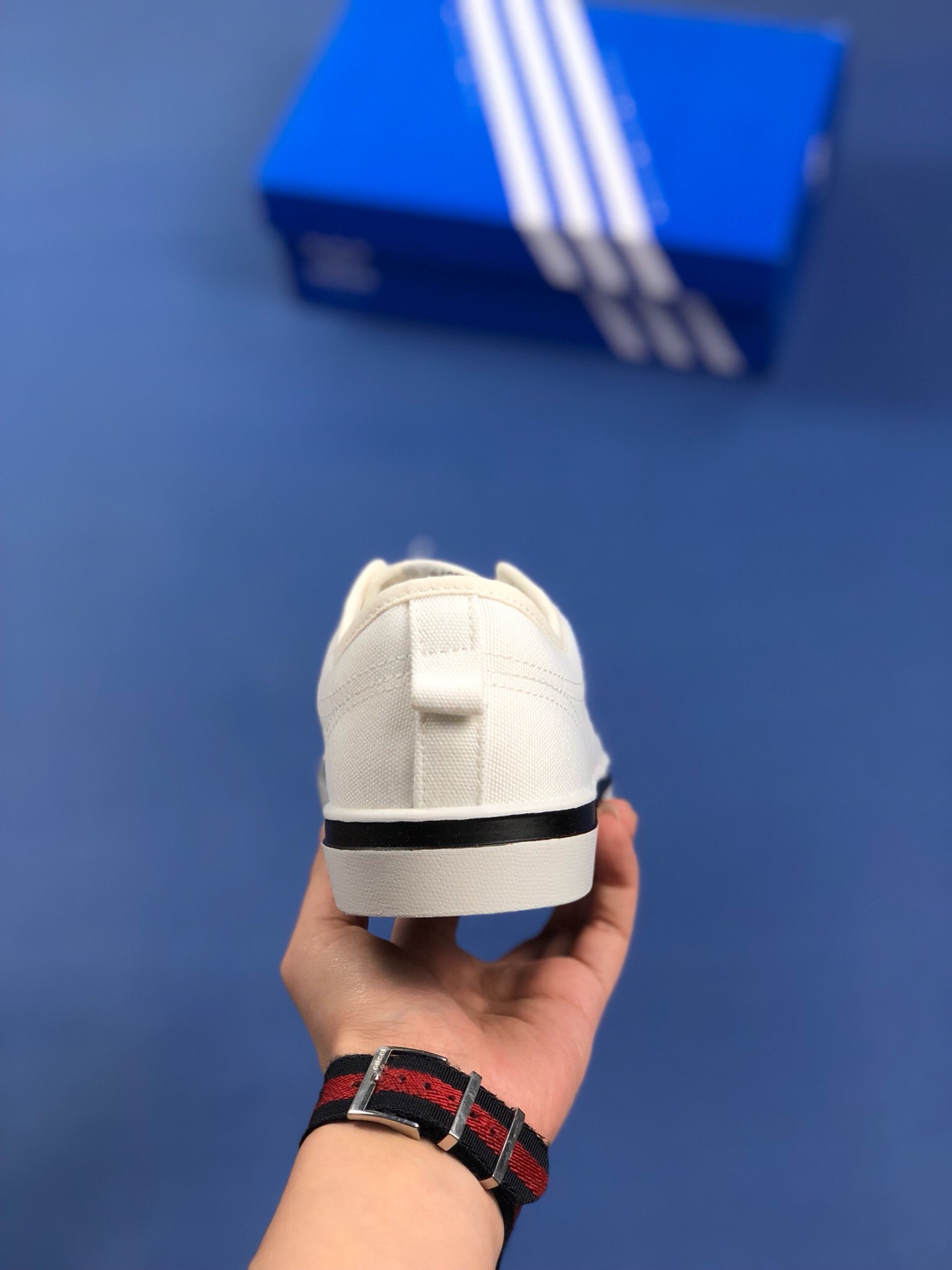 120 夏日新品 原楦开发 三叶草Adidas Nizza Blanc Bordeaux LO二代半截式包胶头 三叶草经典帆布板鞋情侣休闲鞋