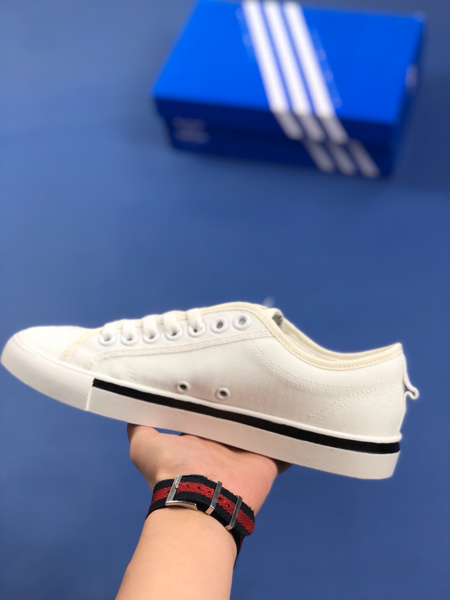 120 夏日新品 原楦开发 三叶草Adidas Nizza Blanc Bordeaux LO二代半截式包胶头 三叶草经典帆布板鞋情侣休闲鞋