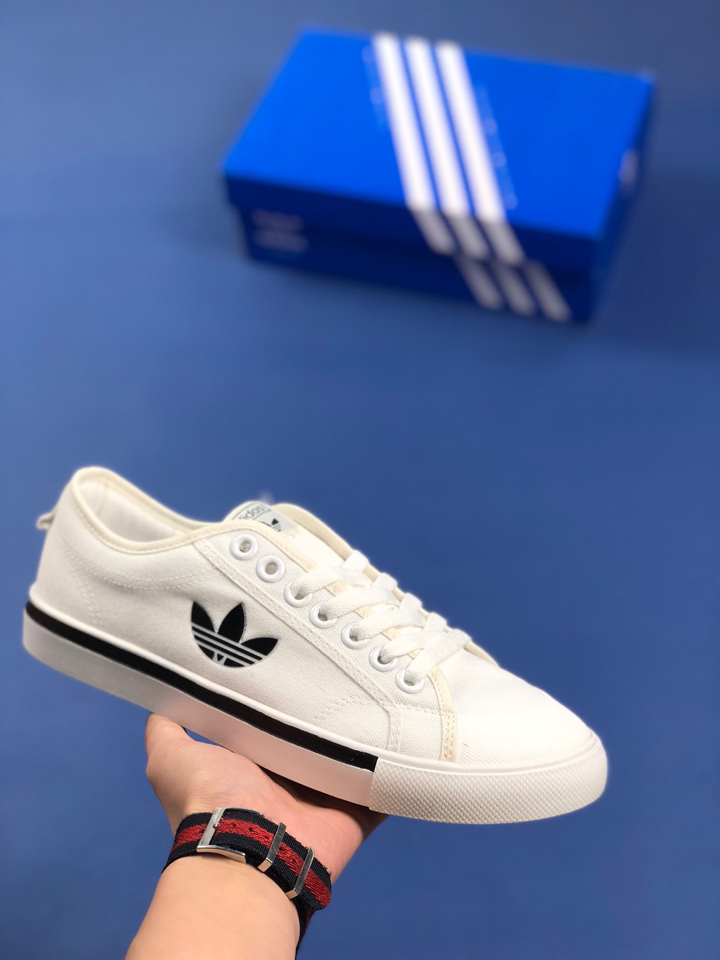 120 夏日新品 原楦开发 三叶草Adidas Nizza Blanc Bordeaux LO二代半截式包胶头 三叶草经典帆布板鞋情侣休闲鞋