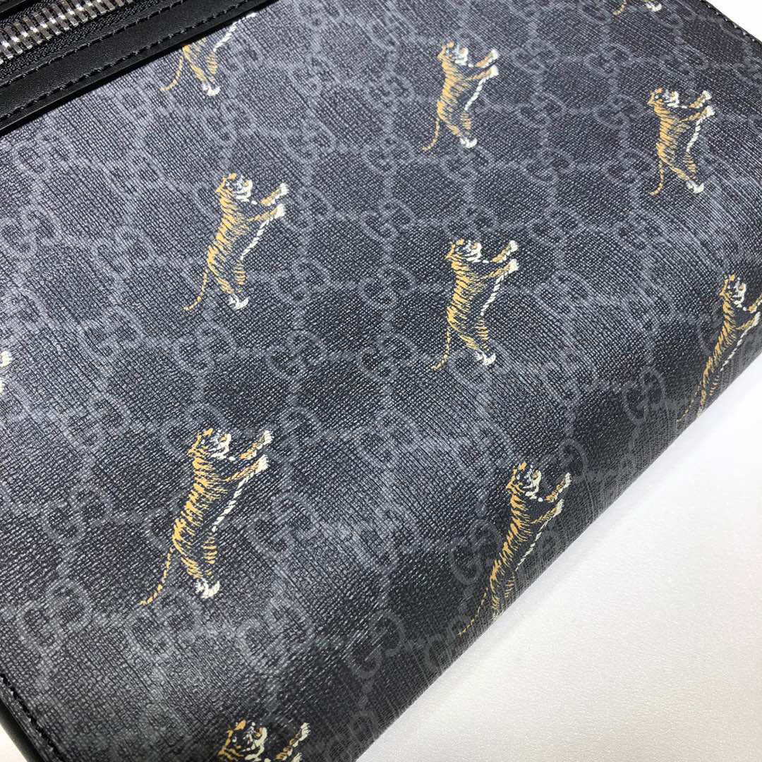 GUCCI古驰饰老虎印花高级人造帆布邮差包474137