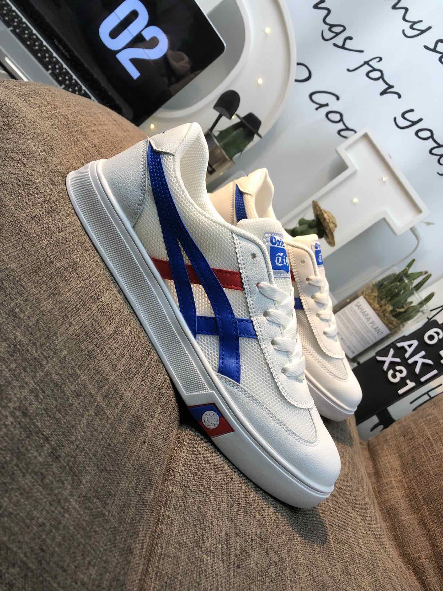 110 亚瑟士 Asics Tiger 鬼冢虎 皮面透气网休闲鞋 镂空透气板鞋