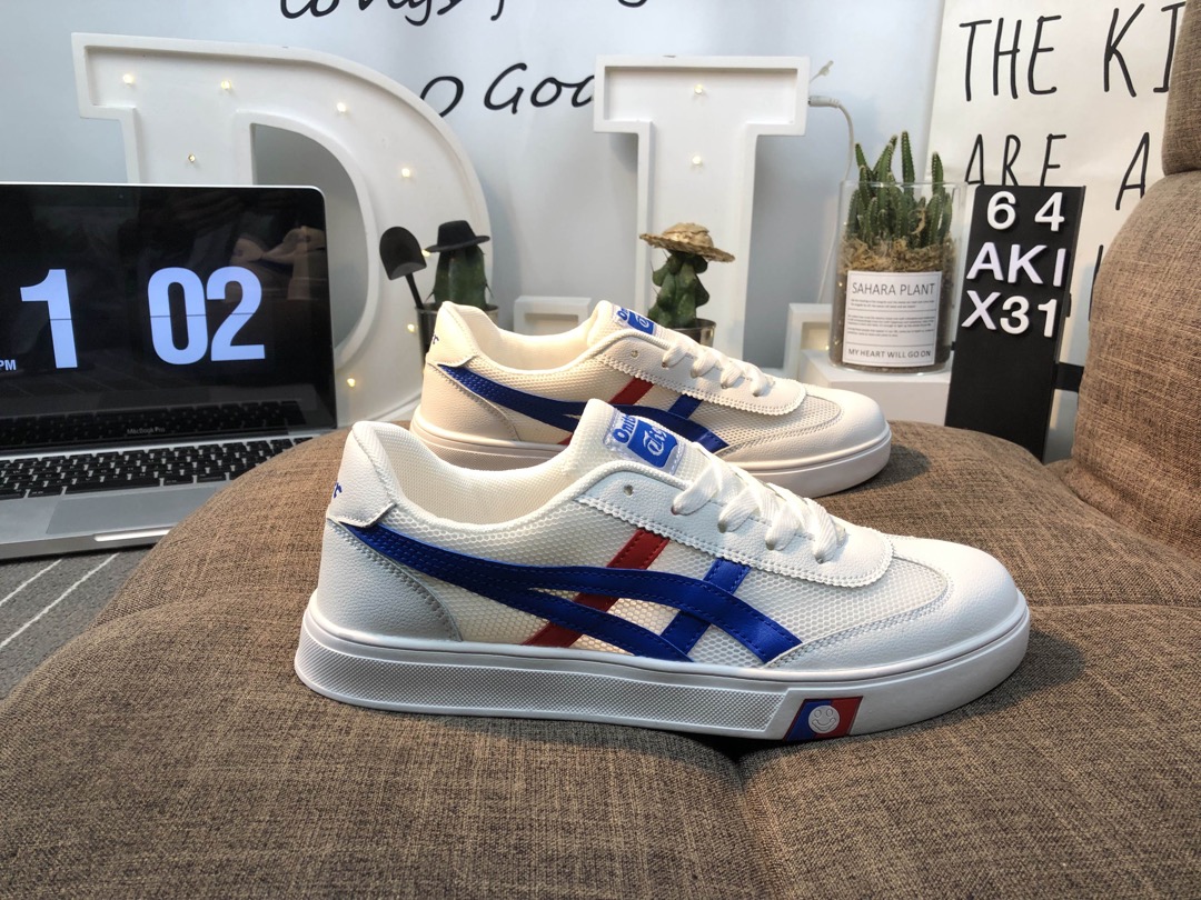 110 亚瑟士 Asics Tiger 鬼冢虎 皮面透气网休闲鞋 镂空透气板鞋