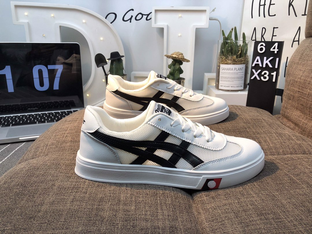 110 亚瑟士 Asics Tiger 鬼冢虎 皮面透气网休闲鞋 镂空透气板鞋