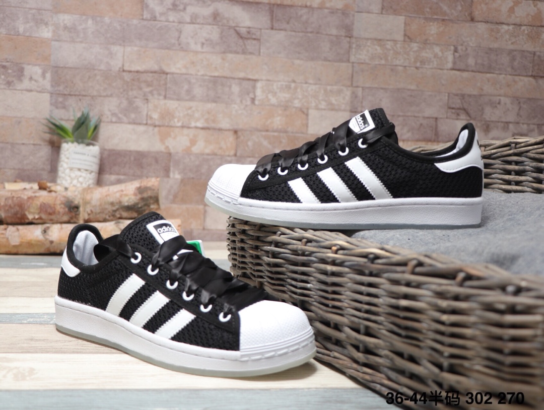 160阿迪达斯 Adidas  Superstar Rize W 夜光底 丝绸鞋带贝壳头运动休闲运动板鞋  302 270