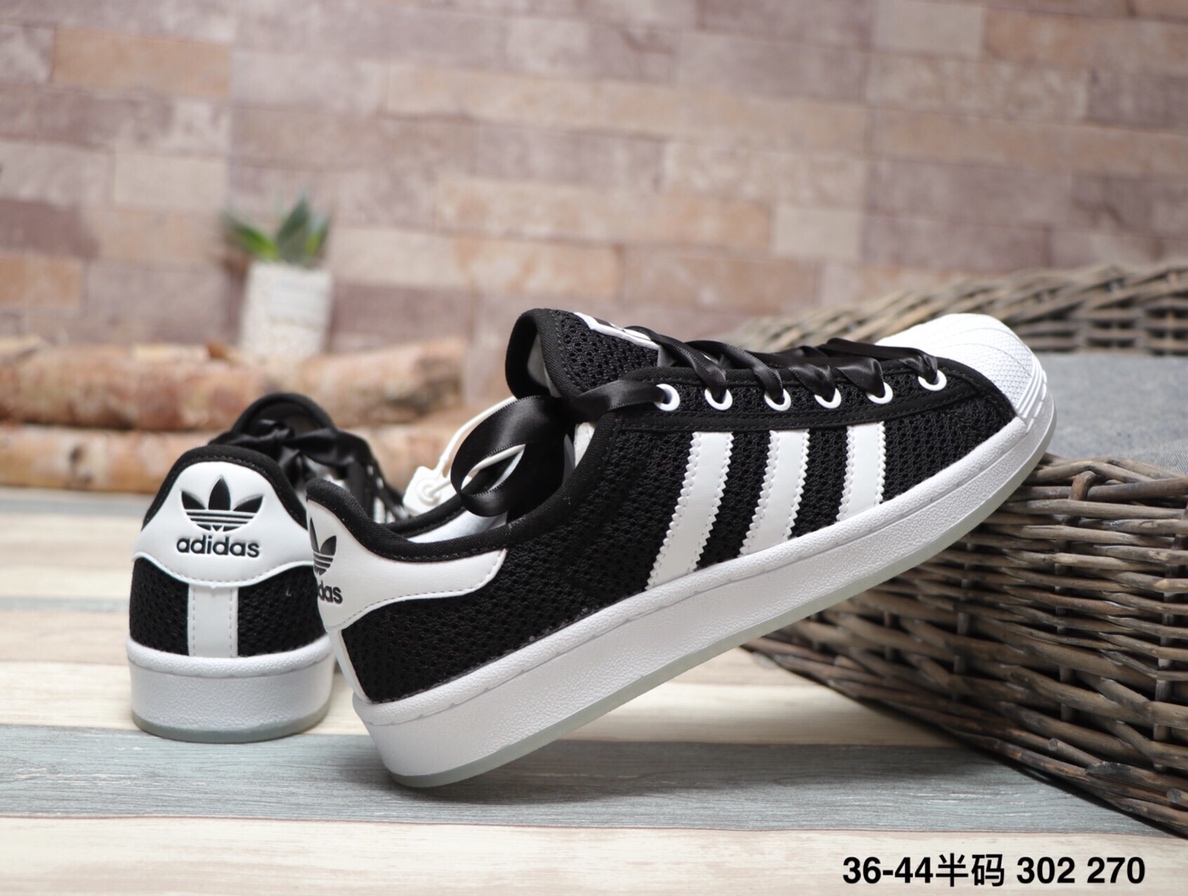 160阿迪达斯 Adidas  Superstar Rize W 夜光底 丝绸鞋带贝壳头运动休闲运动板鞋  302 270