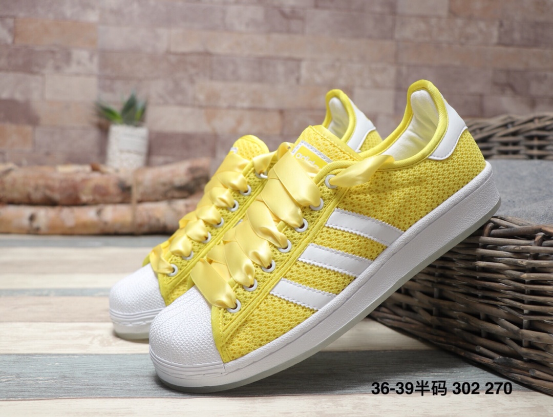 160阿迪达斯 Adidas  Superstar Rize W 夜光底 丝绸鞋带贝壳头运动休闲运动板鞋  302 270