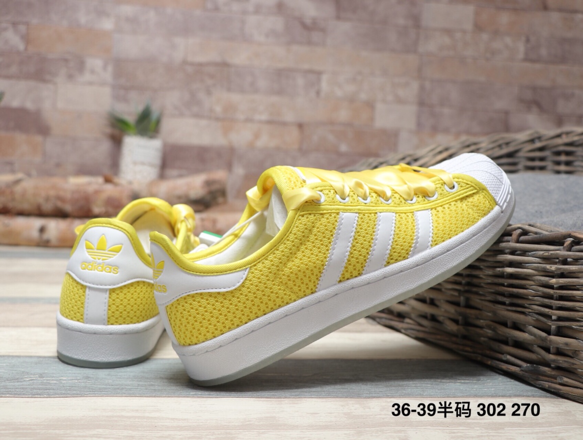 160阿迪达斯 Adidas  Superstar Rize W 夜光底 丝绸鞋带贝壳头运动休闲运动板鞋  302 270