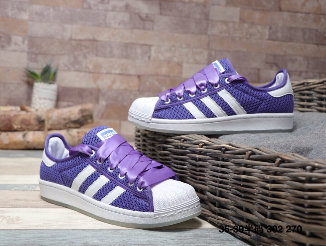 160阿迪达斯 Adidas  Superstar Rize W 夜光底 丝绸鞋带贝壳头运动休闲运动板鞋  302 270