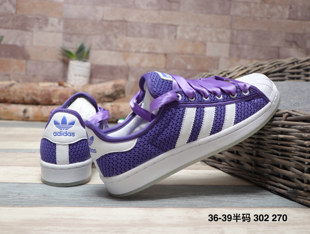 160阿迪达斯 Adidas  Superstar Rize W 夜光底 丝绸鞋带贝壳头运动休闲运动板鞋  302 270