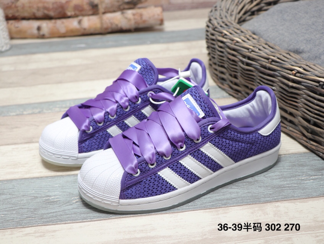 160阿迪达斯 Adidas  Superstar Rize W 夜光底 丝绸鞋带贝壳头运动休闲运动板鞋  302 270