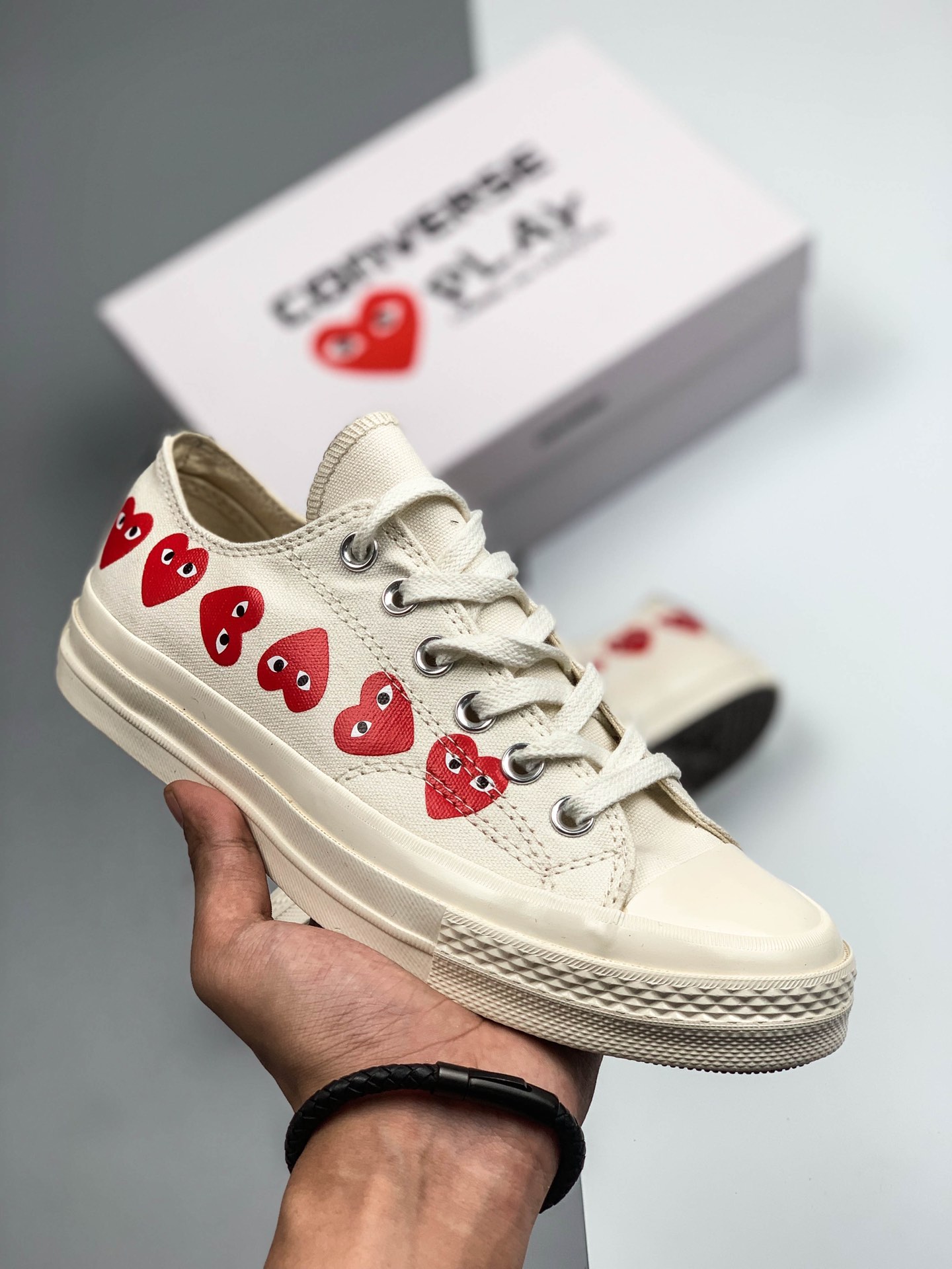 150川久宝玲CDG x Converse chuck taylor all star 匡威经典1970S硫化帆布板鞋系列“白色心形高帮”
