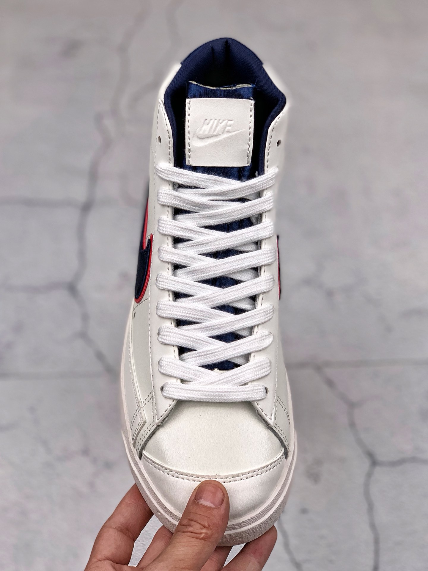 160  耐克Nike Blazer Mid Vintage ”City Pride”1977 QS经典开拓者高帮百搭休闲运动板鞋“米白重叠深蓝红钩”CD9318-100