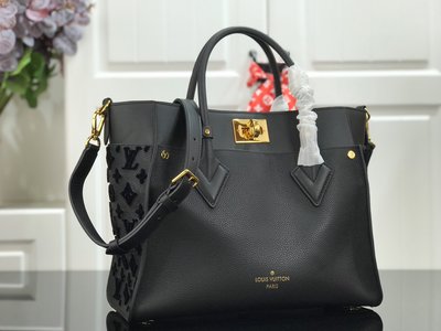 Louis Vuitton LV On My Side Bags Handbags Embroidery Monogram Canvas Calfskin Cowhide m53825