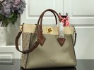 Louis Vuitton LV On My Side Bags Handbags Apricot Color Embroidery Monogram Canvas Calfskin Cowhide m53825