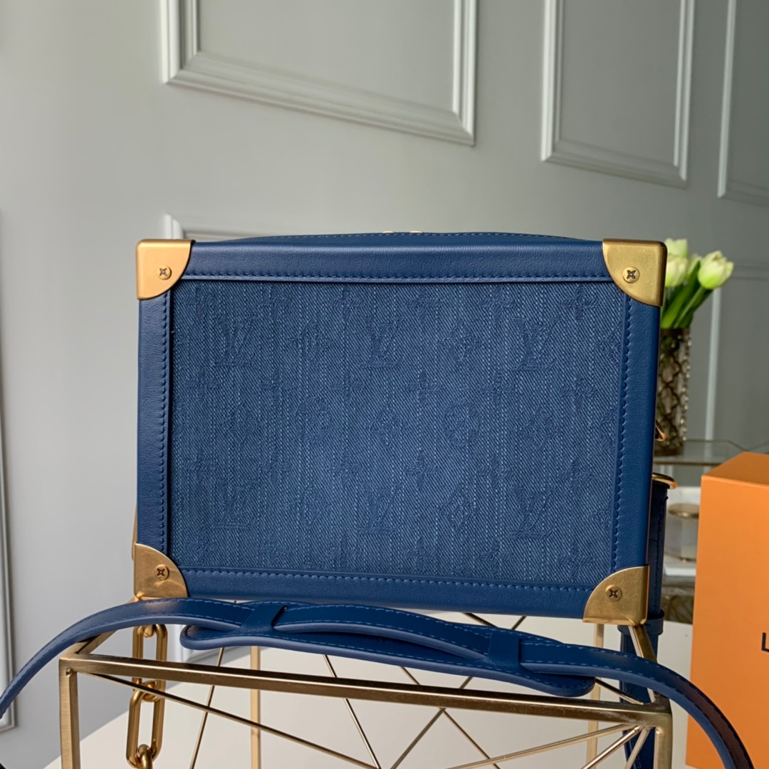 Louis Vuitton LV Soft Trunk Bags Handbags Gold Denim m44723